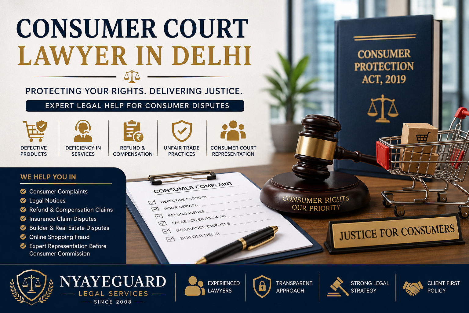 Consumer Court Lawyer in Delhi providing expert legal services for consumer complaints, defective products, refund claims, compensation, service disputes, and consumer court representation.