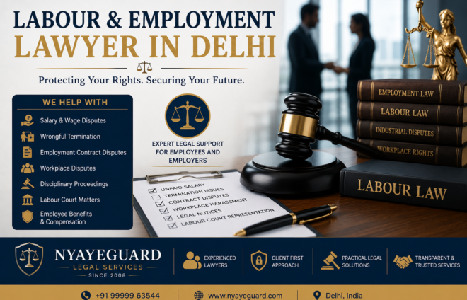 Labour Lawyer in Delhi providing legal assistance for salary disputes, wrongful termination, employment contracts, workplace disputes and labour court matters.